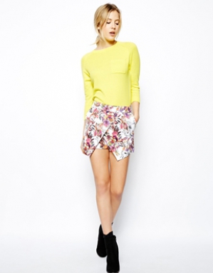 ASOS Premium Skort in Bright Floral Print